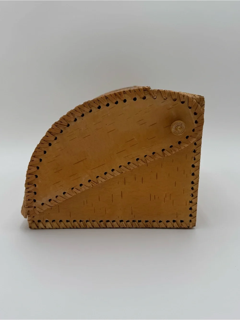Handcrafted Birch Bark Storage Chest with Bird Carving – Rustic Folk Art